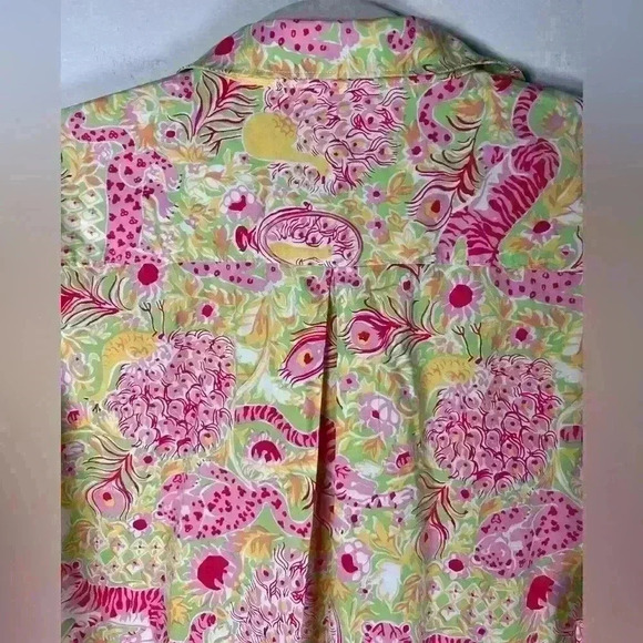 Key West Oversized Animal Beach Print Button Down Shirt 100% Cotton Size Medium - Picture 10 of 13
